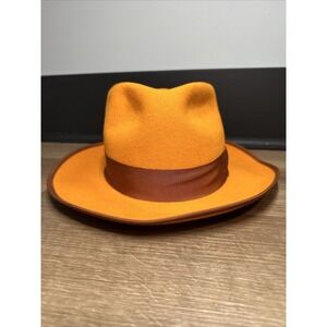 Bellissimo Fine‎ Custom Hats New York Fedora Size Large Sunset Orange